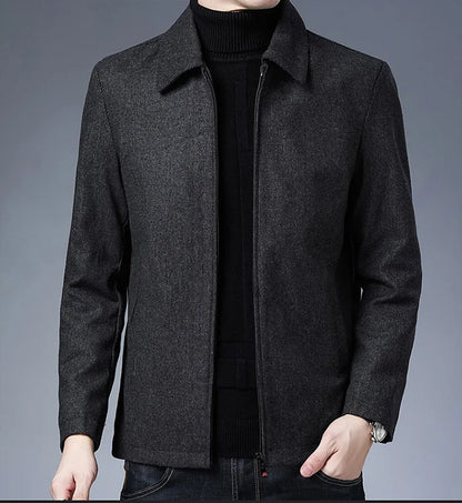 Gray Autumn Lapel Collar Zip Jacket